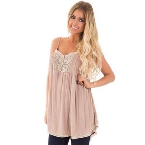 NEW Light Pink Crochet Detail Top