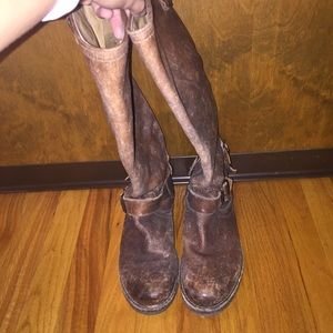 Frye Veronica brown leather motorcycle boots