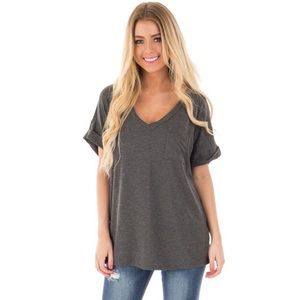 NEW Grey V-neck with Pocket