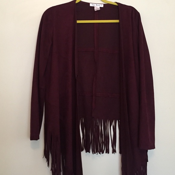 Maroon Suede Fringe Jacket