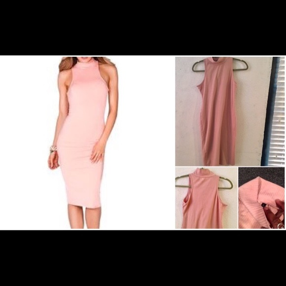 Blush-pink Bodycon Midi Dress