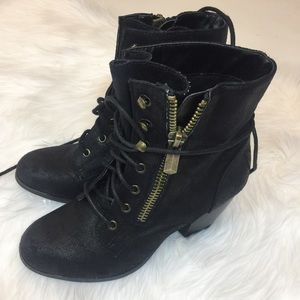 Black Lace up Booties