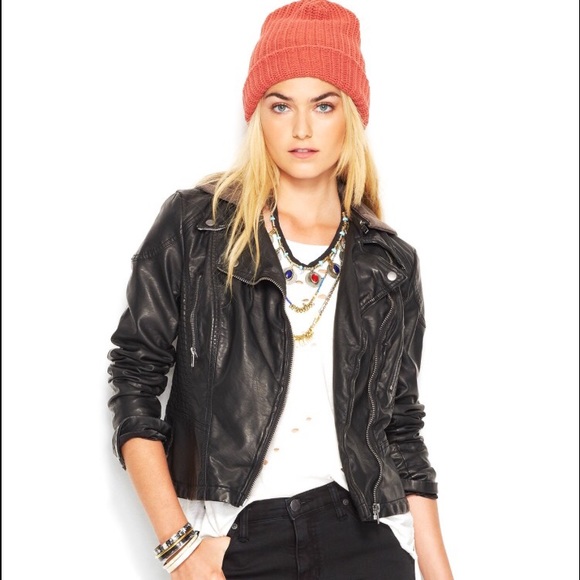Free People faux leather moto jacket size 2