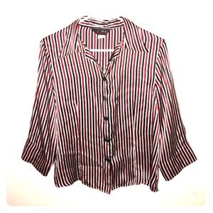 Retro Striped Silk Button-Up