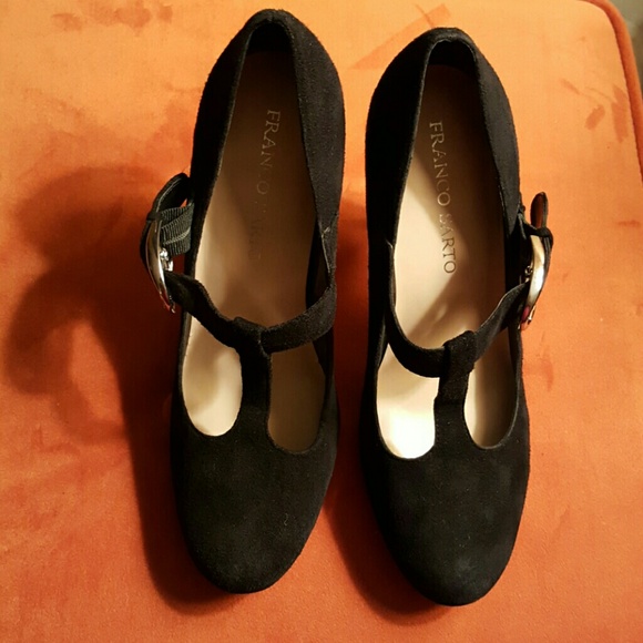 Genuine black suede heels