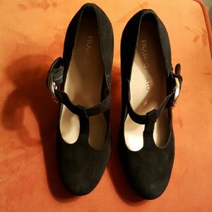 Genuine black suede heels