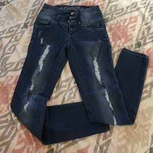 High Waisted Distressed Jeans