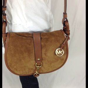 Michael Kors Suede large saddle bag