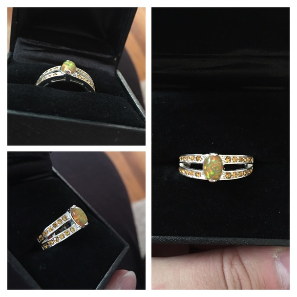925 Sterling silver Fire opal CZ ring