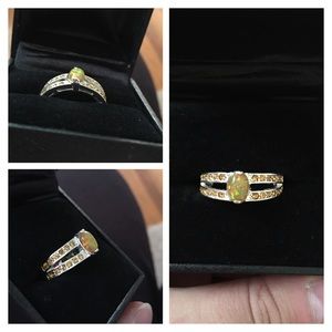 925 Sterling silver Fire opal CZ ring