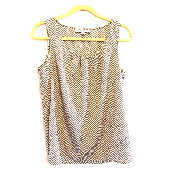 LOFT white &a tan chevron sleeveless blouse