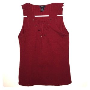 Burgundy Ribbed Lace-up Forever 21 Tank