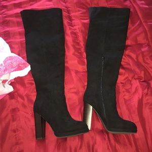 Black suede over the knee boots