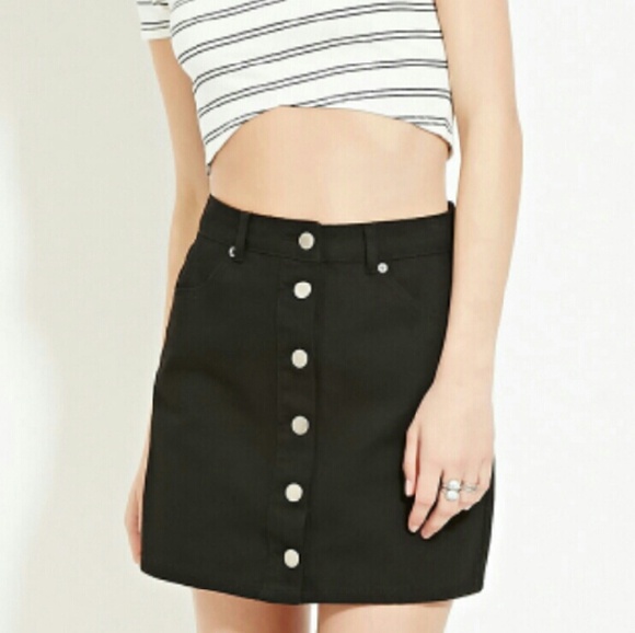 black button down skirt