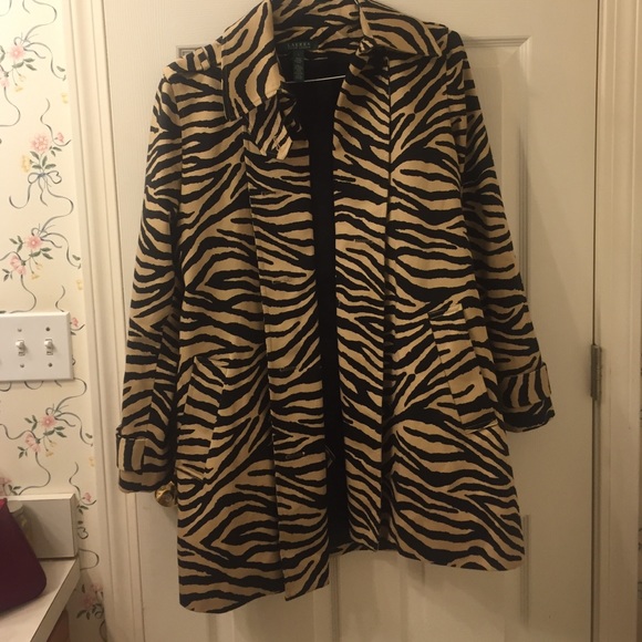 Lauren by Ralph Lauren animal print long coat.