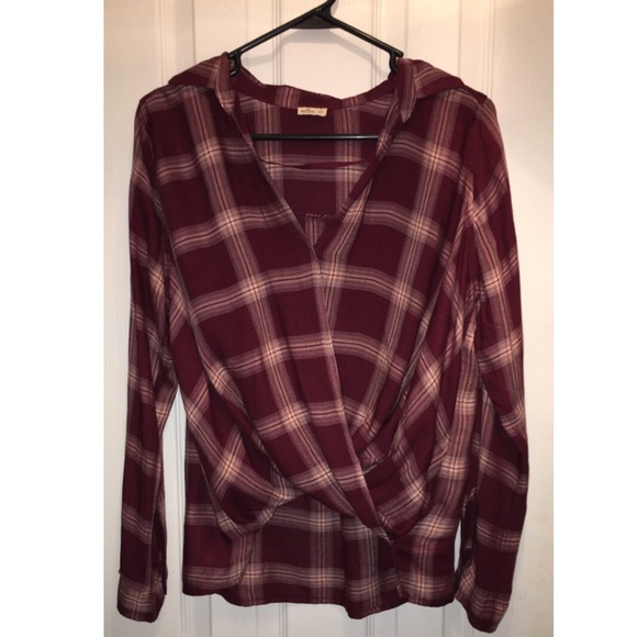 A long sleeve flannel shirt