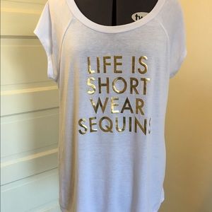 Long graphic tunic tee from Francesca's