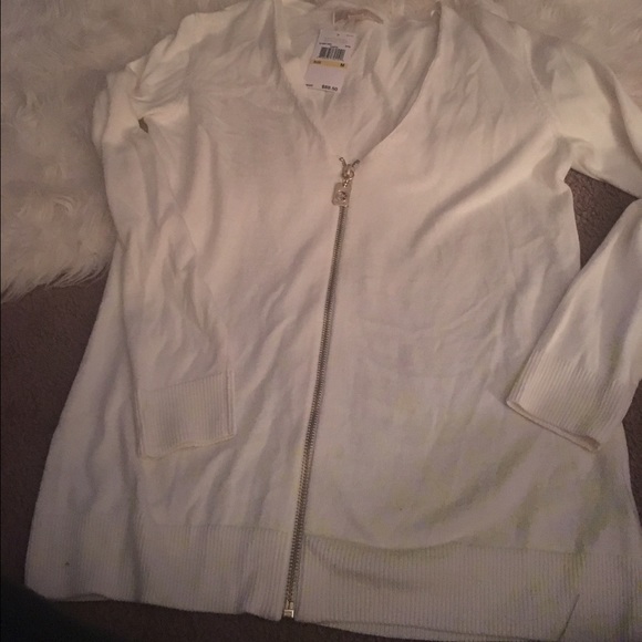 Michael Kors gold white zip up sweater