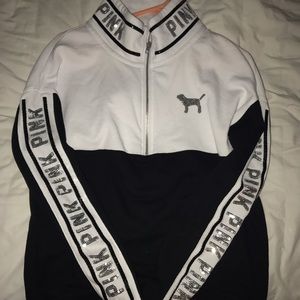 vs pink sequin half zip