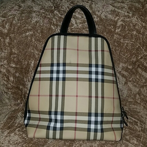 Burberry mini backpack purse with two back straps.