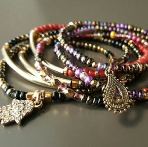 Multicolor Charm Bracelets Set of 4