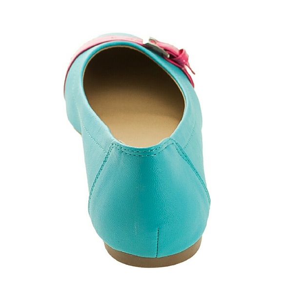 Women Ballet Buckled Flats b1332 Turquoise Pink - Picture 4 of 5