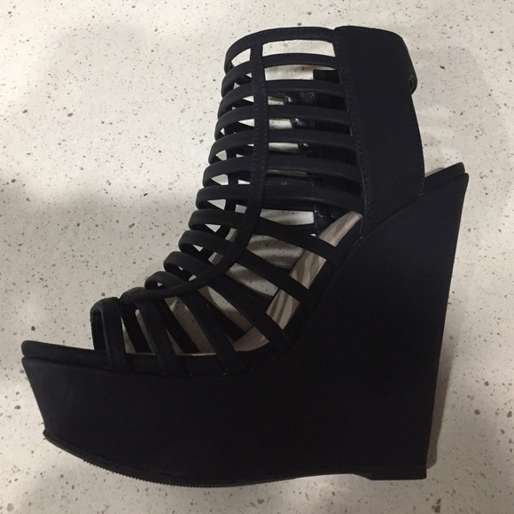Black Strappy Wedges