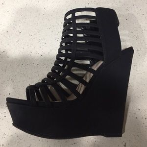 Black Strappy Wedges