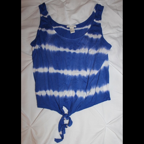Blue and White Tie-Dye Tank - Picture 1 of 2