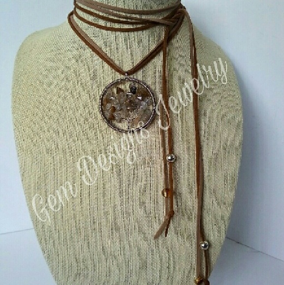 Quartz tree of life necklace