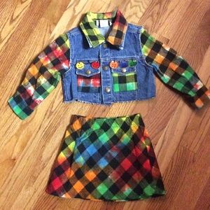 JM ORIGINALS TIE DYE JEAN JACKET AND SKIRT