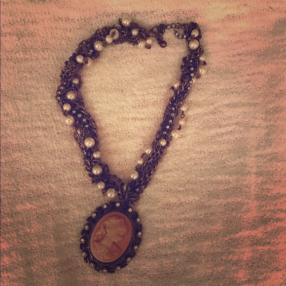 Old style funky brooch necklace