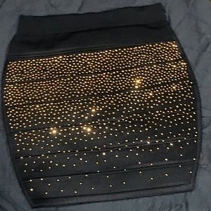 Black skirt with gold rhinestones