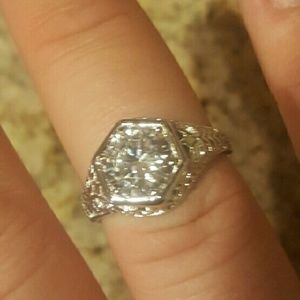 White topaz filigree ring