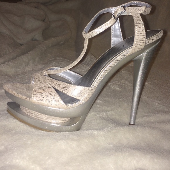 Metallic Silver Platform Stilettos