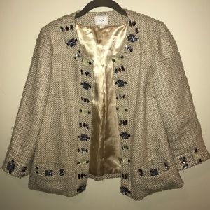 Tan Jeweled Tweed Blazer