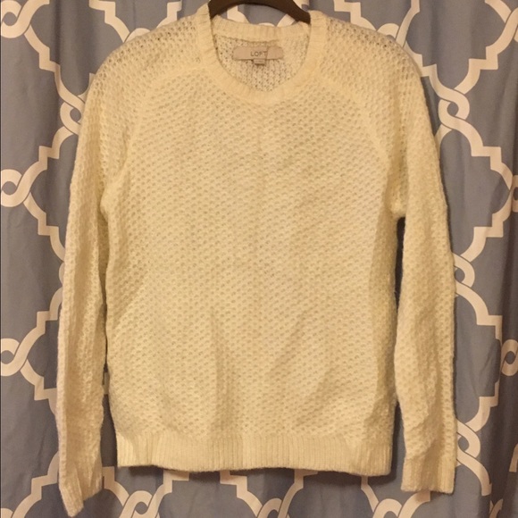 LOFT White Crewneck Sweater