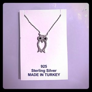 Sterling silver owl/key necklace