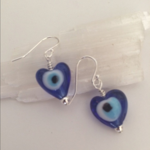 🆕Blue Glass Evil Eye Earrings - Picture 2 of 3