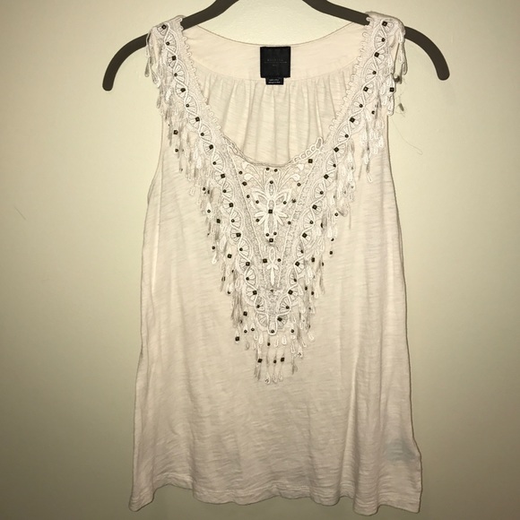 Anthropologie Light Pink/Cream studded tank