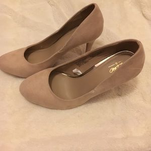 Vegan Suede Tan Heels