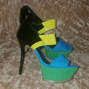 Jessica simpson multi-colored platform heels