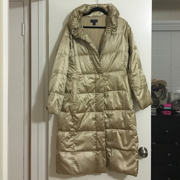 Lands End GOLD long puffy coat