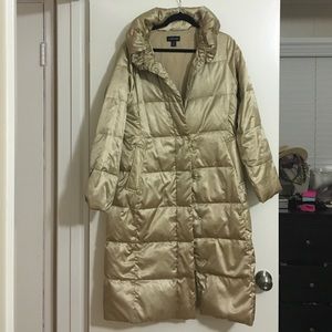 Lands End GOLD long puffy coat