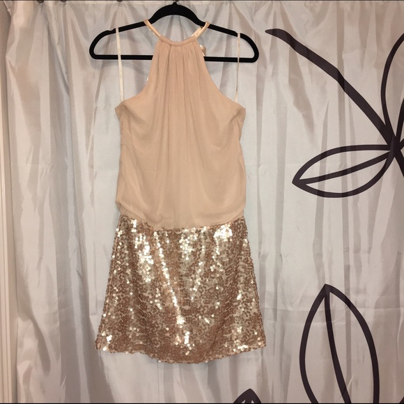 Jessica Simpson cream sequin cocktail dress