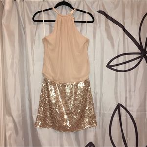 Jessica Simpson cream sequin cocktail dress