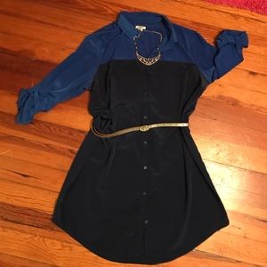 Color block shirt dress