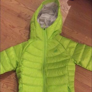 Adidas ClimaHeat neon green puffy coat