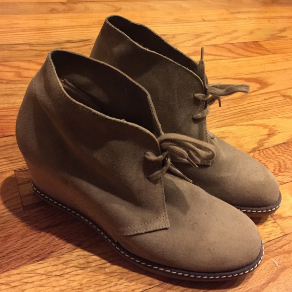 J.crew suede wedge booties
