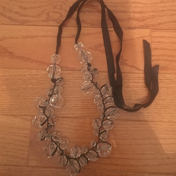 Clear Necklace on Black Ribbon